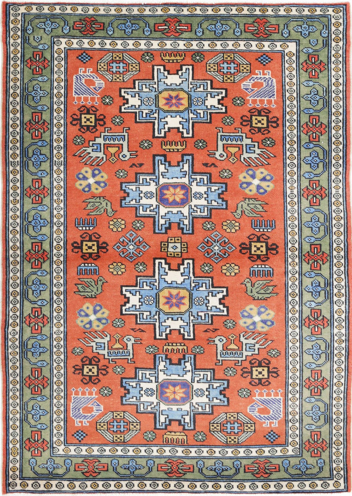 Afghan Shirvan Rug 3' 7" x 5' 0" Hand-Knotted | No. AT13824