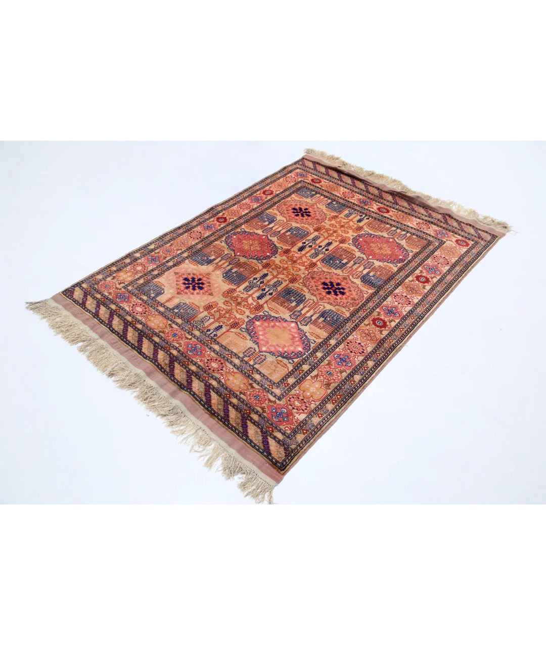 Hand Knotted Tribal Silk Tane Silk Rug 4' 0" x 5' 3" - No. AT981847