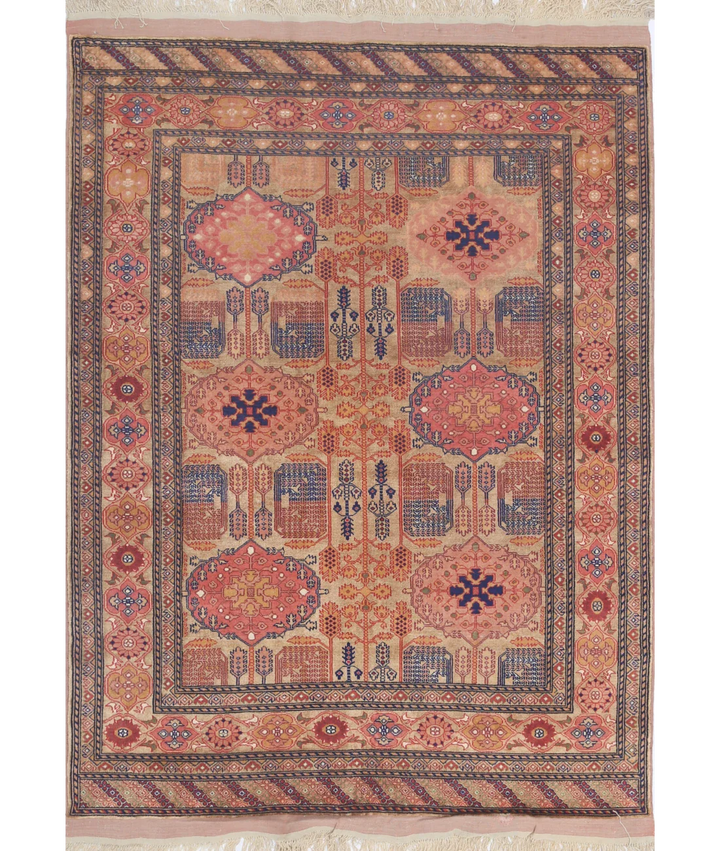 Hand Knotted Tribal Silk Tane Silk Rug 4' 0" x 5' 3" - No. AT981847