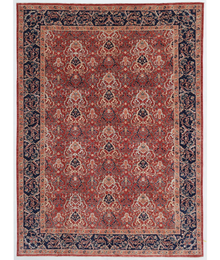 Rust Afghan Sultanabad Rug 8' 9" x 11' 10" Hand-Knotted | No. AT41065