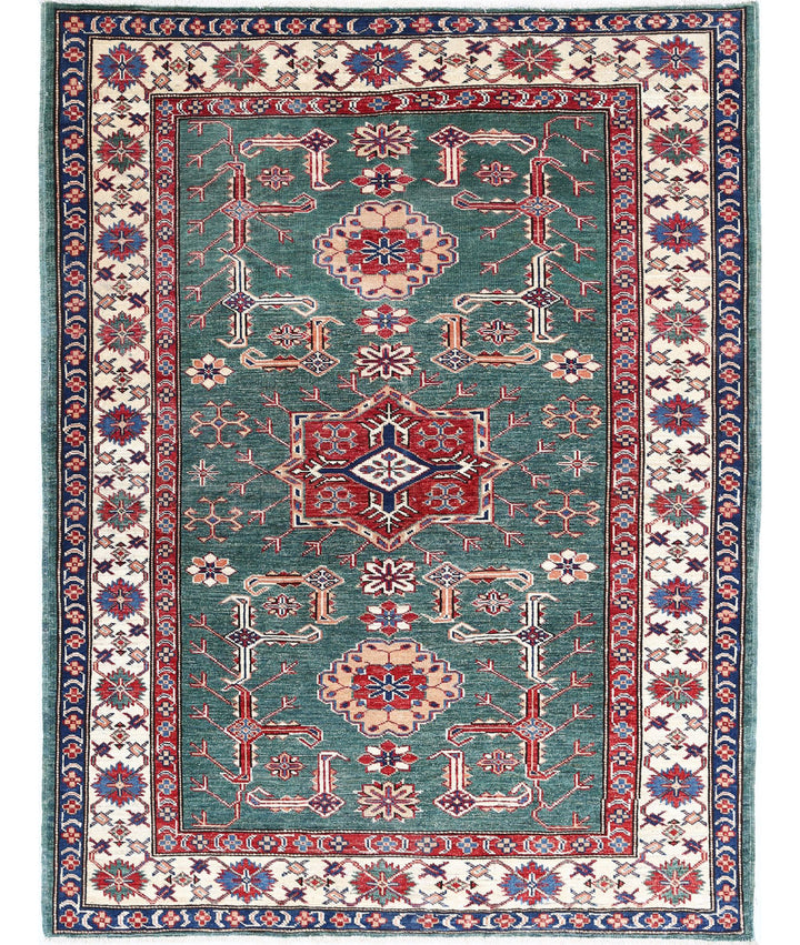Hand Knotted Royal Kazak Wool Rug 3' 10" x 5' 0" - No. AT228348