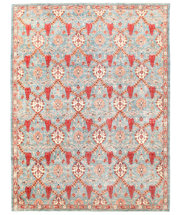Hand Knotted Suzani Wool Rug 8'  1" x 10'  9" - No. AT41312