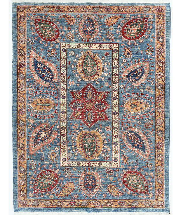 Hand Knotted Suzani Wool Rug 4'  10" x 6'  7" - No. AT71862