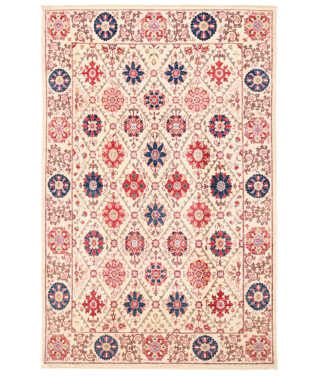 Hand Knotted Suzani Wool Rug 5'  11" x 9'  2" - No. AT56685