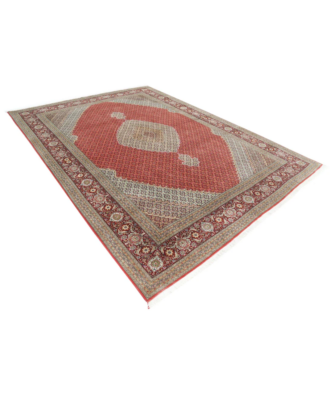 Hand Knotted Tabriz Wool & Silk Rug 8' 0" x 11' 3" - No. AT25816