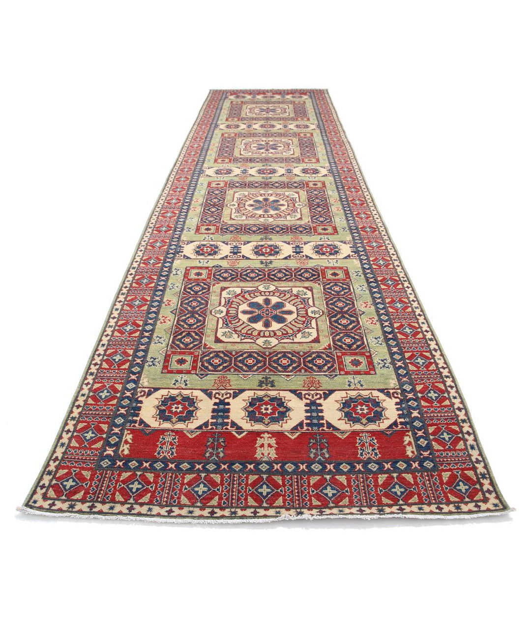 Hand Knotted Tribal Kazak Wool Rug 4' 10" x 19' 4" - No. AT784306