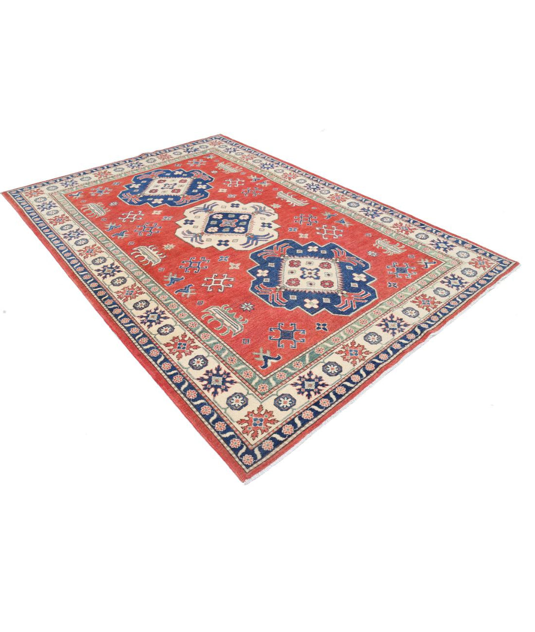 Afghan Kazak Rug 6' 7" x 9' 4" Hand-Knotted | No. AT11229