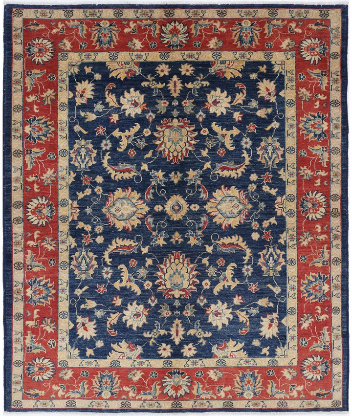 Afghan Ziegler Rug 4' 9" x 5' 9" Hand-Knotted