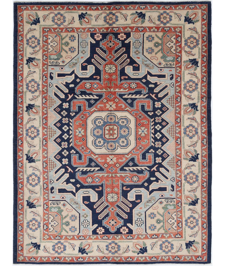 Afghan Ziegler Rug 5' 7" x 7' 6" Hand-Knotted