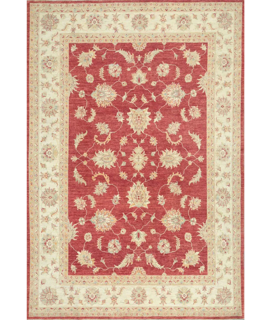 Red Afghan Ziegler Rug 8' 1" x 11' 10" Hand-Knotted