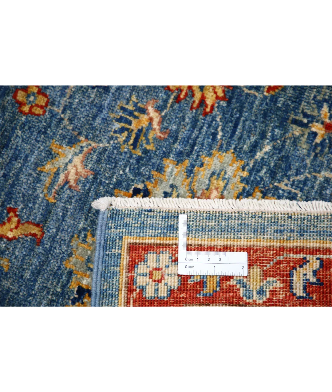 Blue Afghan Ziegler Rug 5'7" x 8'2" Hand-Knotted | No. AT13841