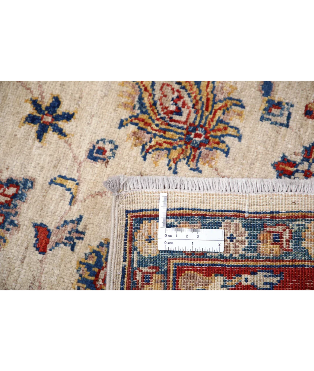 Ivory Afghan Ziegler Rug 5' 5" x 7' 11" Hand-Knotted detail