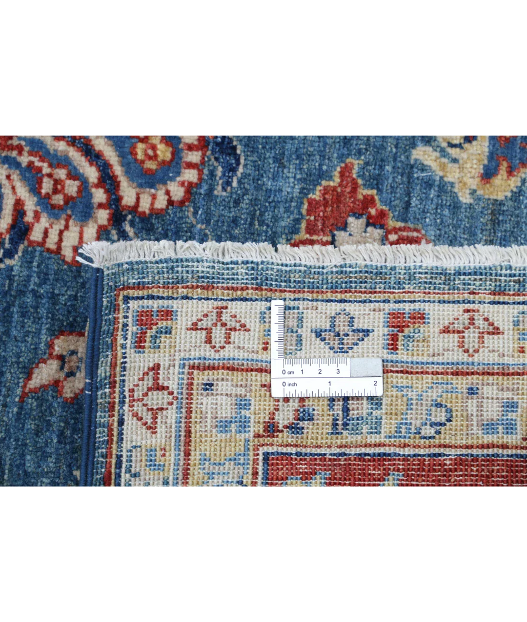 Blue Afghan Ziegler Rug 5' 4" x 7' 9" Hand-Knotted detail