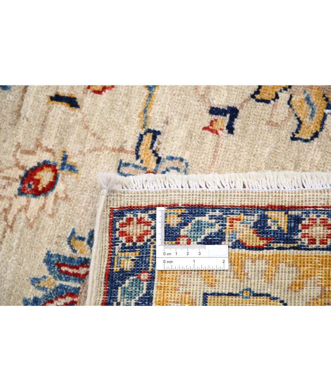 Ivory Afghan Ziegler Rug 5' 8" x 7' 10" Hand-Knotted detail