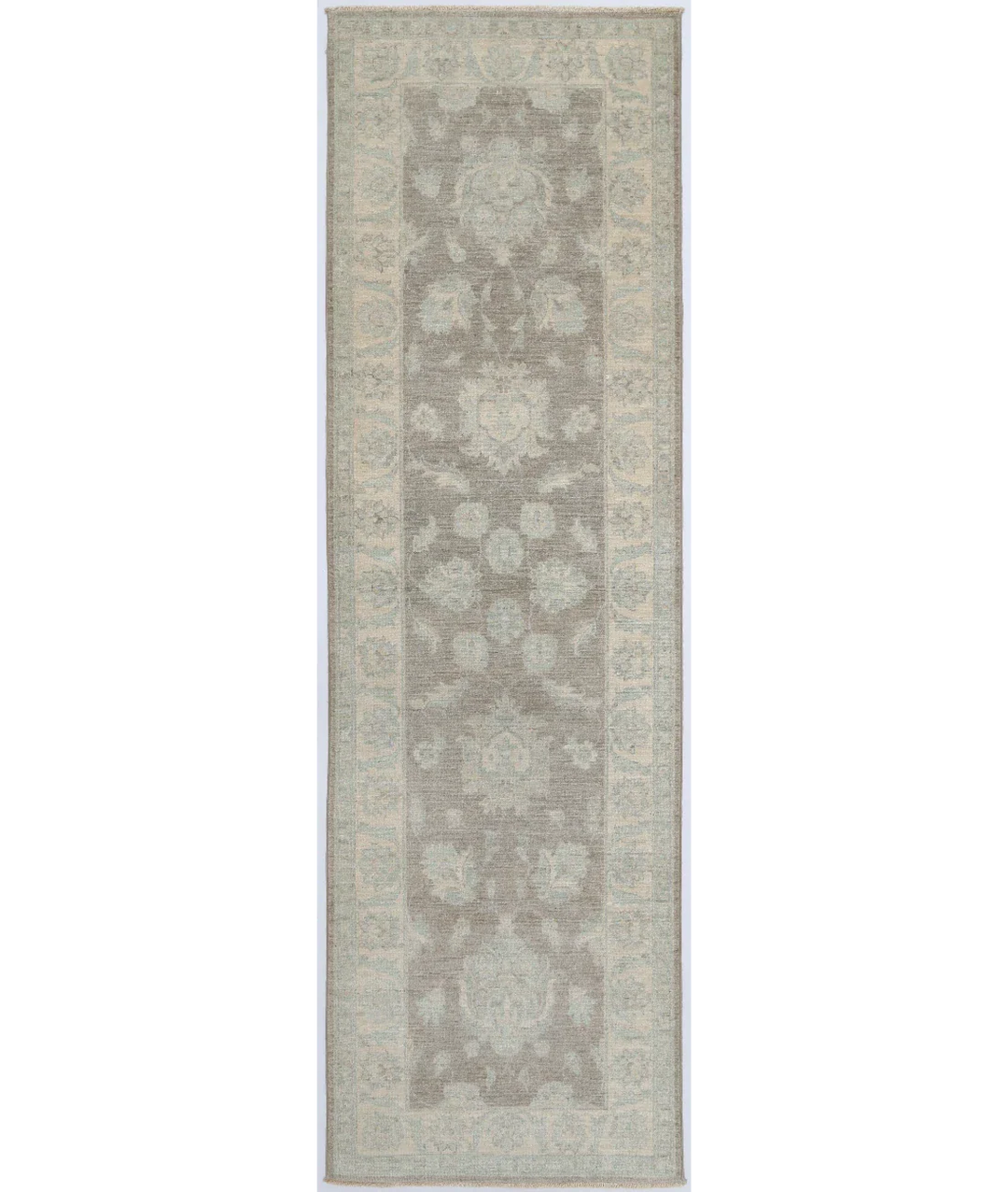 Brown Afghan Ziegler Rug 2'7" x 8'10" Hand-Knotted