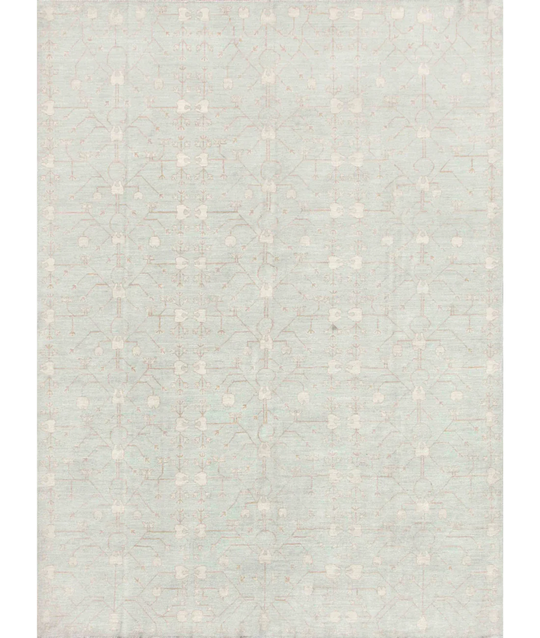 Teal Indian Ziegler Rug 9' 0" x 12' 1" Hand-Knotted