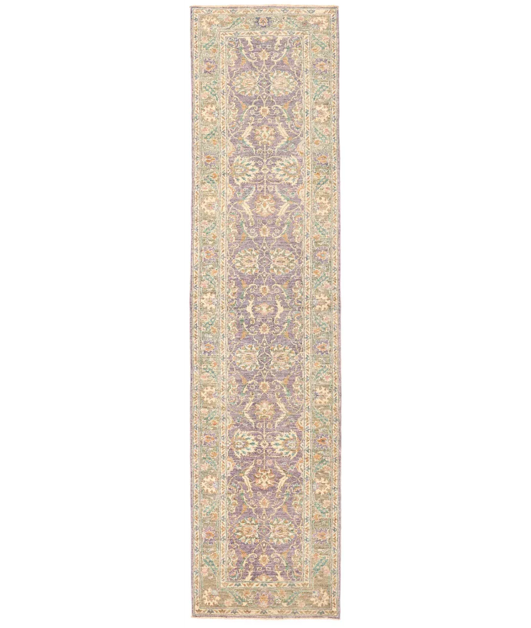 Purple Afghan Ziegler Rug 2' 8" x 10' 10" Hand-Knotted