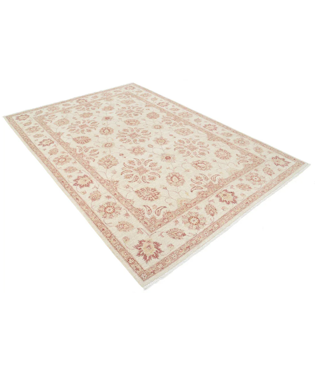 Ivory Afghan Ziegler Rug 6' 2" x 8' 10" Hand-Knotted field