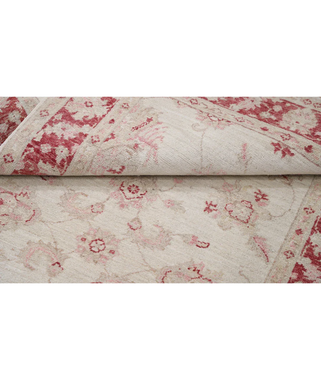 Ivory Afghan Ziegler Rug 3' 3" x 6' 5" Hand-Knotted pattern
