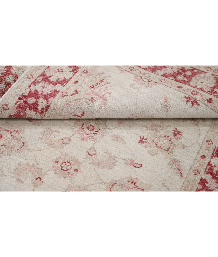 Ivory Afghan Ziegler Rug 3' 3" x 6' 5" Hand-Knotted pattern