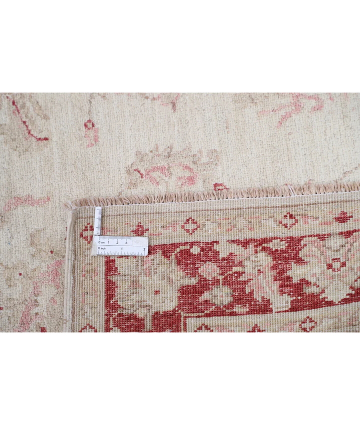 Ivory Afghan Ziegler Rug 3' 3" x 6' 5" Hand-Knotted close-up