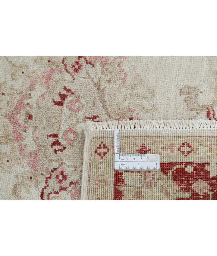 Ivory Afghan Ziegler Rug 3' 3" x 6' 5" Hand-Knotted detail