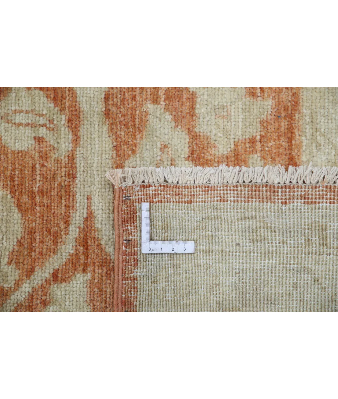 Orange Afghan Ziegler Rug 8' 0" x 11' 2" Hand-Knotted detail