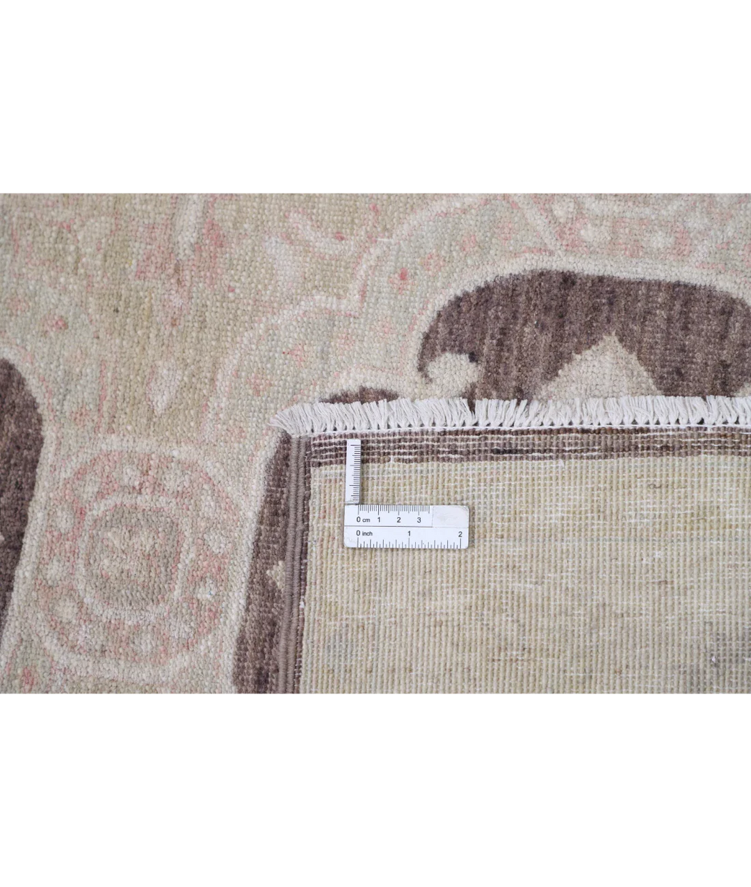 Brown Afghan Ziegler Rug 2' 7" x 9' 8" Hand-Knotted detail