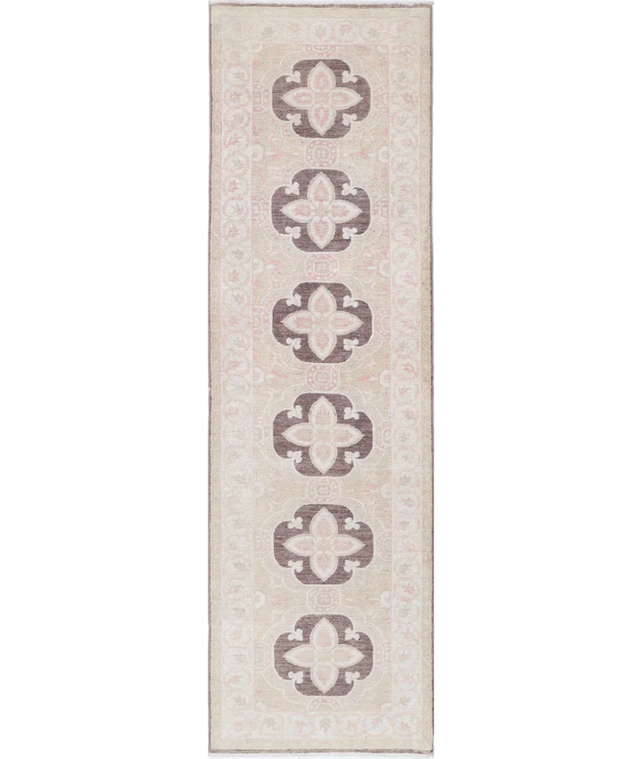 Brown Afghan Ziegler Rug 2' 7" x 9' 8" Hand-Knotted