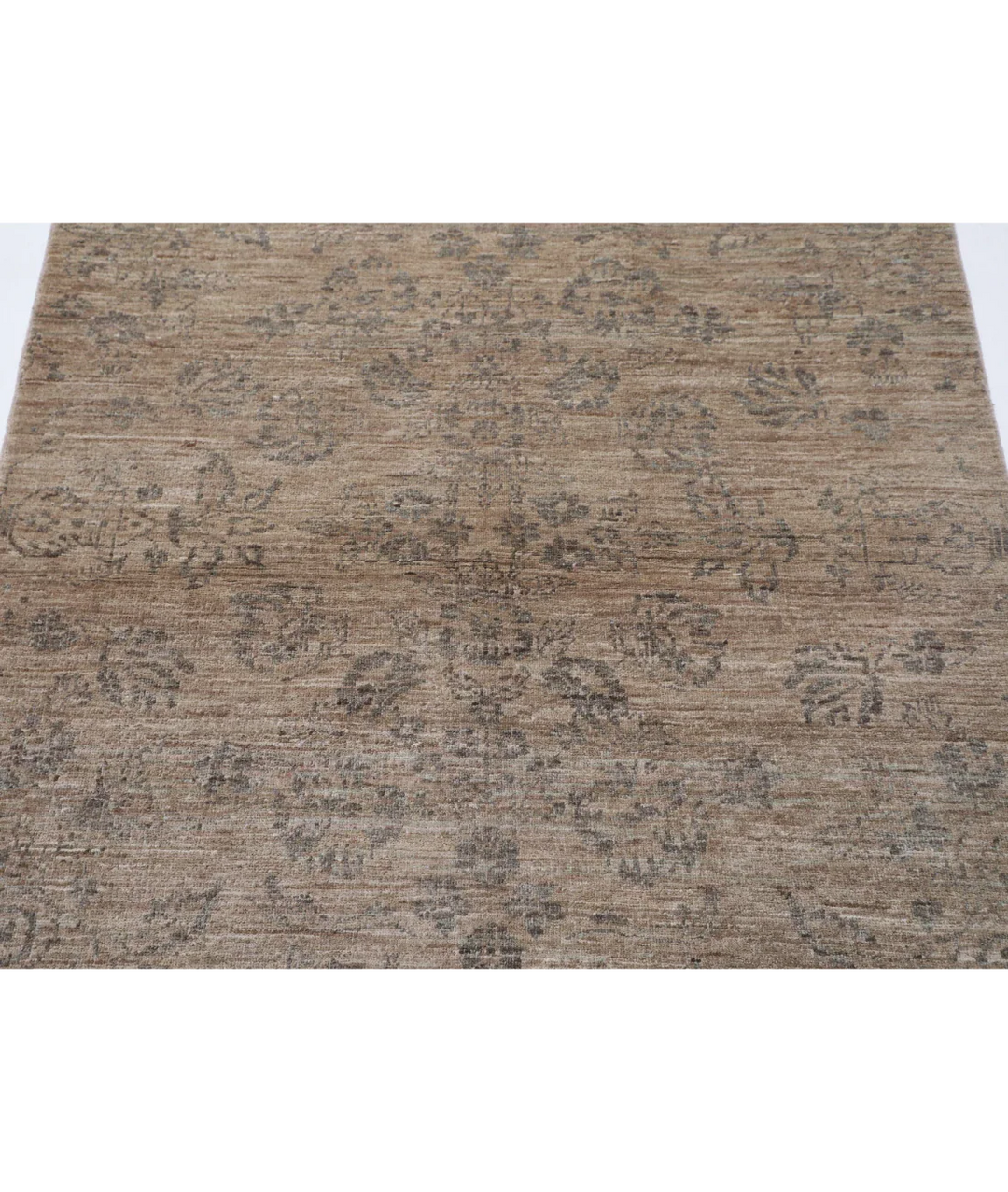 Brown Afghan Ziegler Rug 4' 0" x 5' 7" Hand-Knotted border