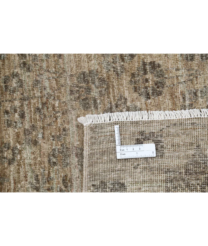 Brown Afghan Ziegler Rug 4' 0" x 5' 7" Hand-Knotted detail