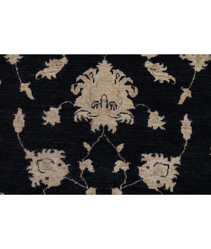 Black Afghan Ziegler Rug 3' 11" x 6' 0" Hand-Knotted close-up