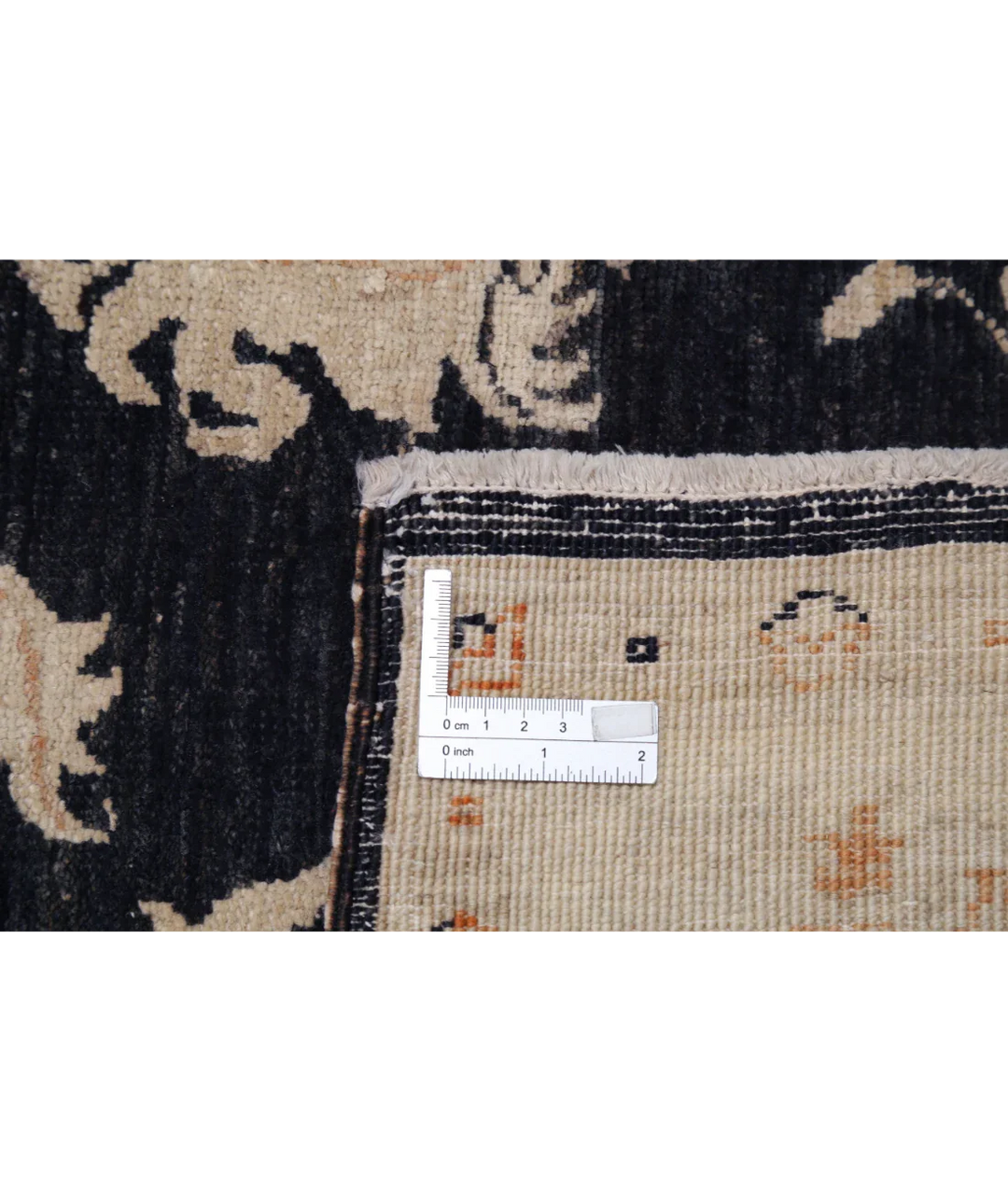 Black Afghan Ziegler Rug 3'11" x 6'0" Hand-Knotted detail