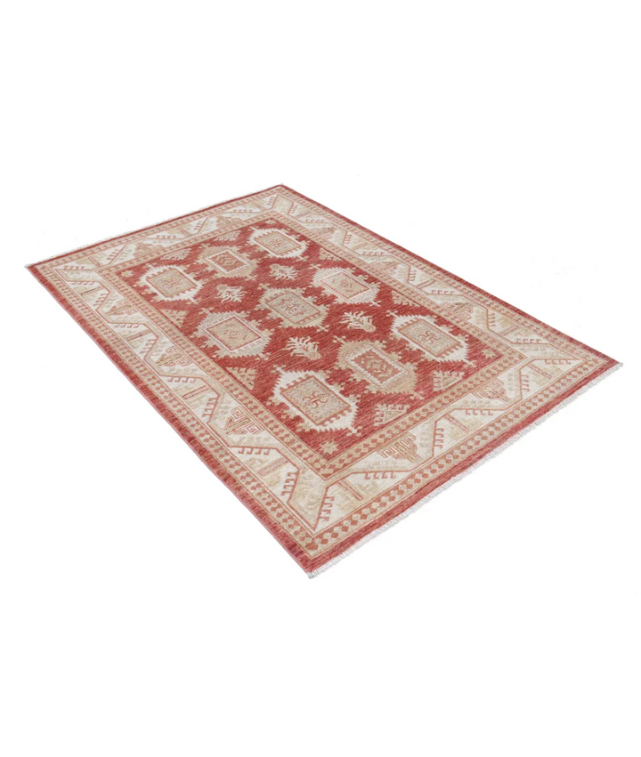 Rust Afghan Ziegler Rug 4' 2" x 6' 0" Hand-Knotted field