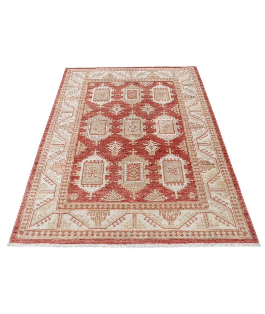 Rust Afghan Ziegler Rug 4' 2" x 6' 0" Hand-Knotted pattern