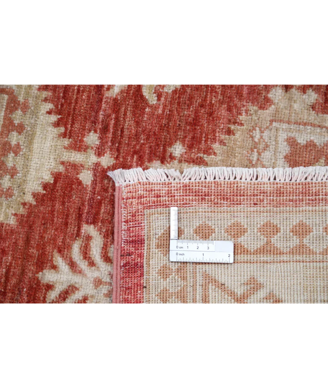 Rust Afghan Ziegler Rug 4' 2" x 6' 0" Hand-Knotted detail