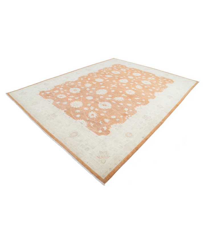 Orange Afghan Ziegler Rug 9' 1" x 11' 9" Hand-Knotted pattern