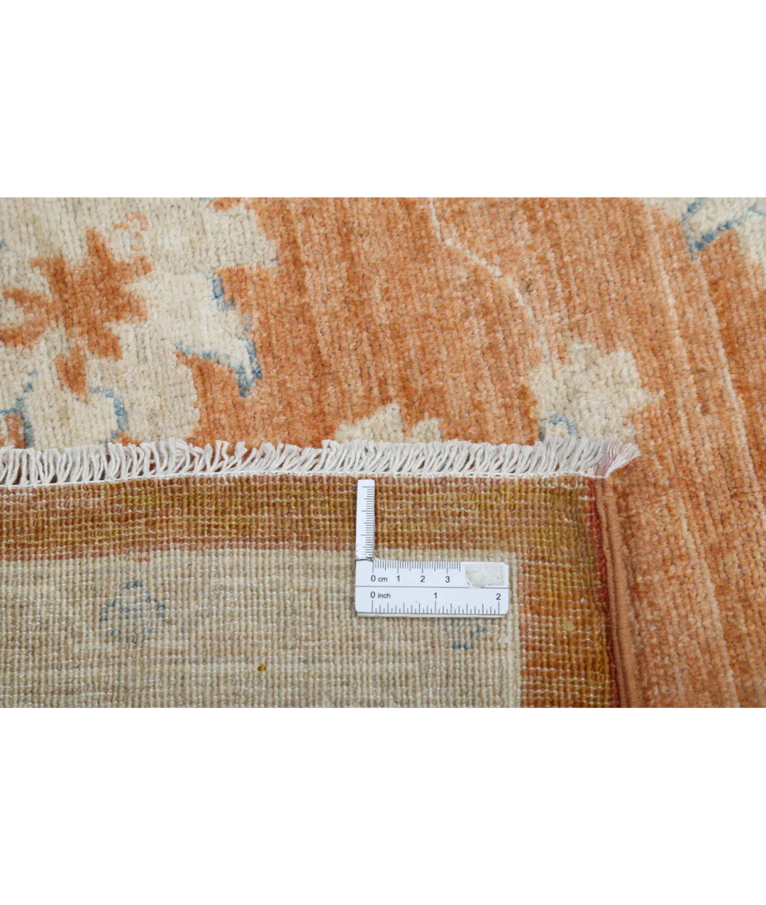 Orange Afghan Ziegler Rug 9' 1" x 11' 9" Hand-Knotted detail