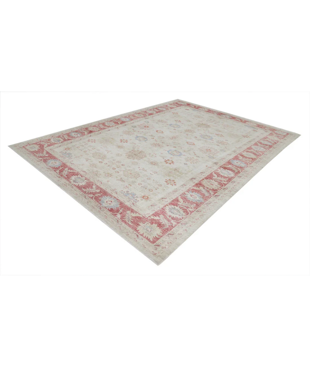 Ivory Afghan Ziegler Rug 8' 0" x 10' 10" Hand-Knotted pattern