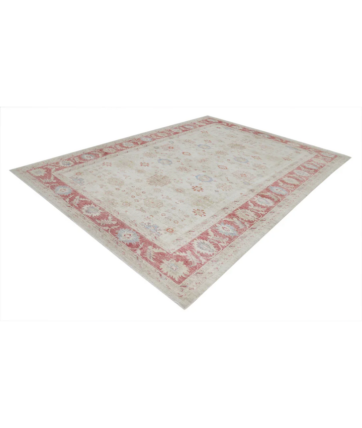 Ivory Afghan Ziegler Rug 8' 0" x 10' 10" Hand-Knotted pattern