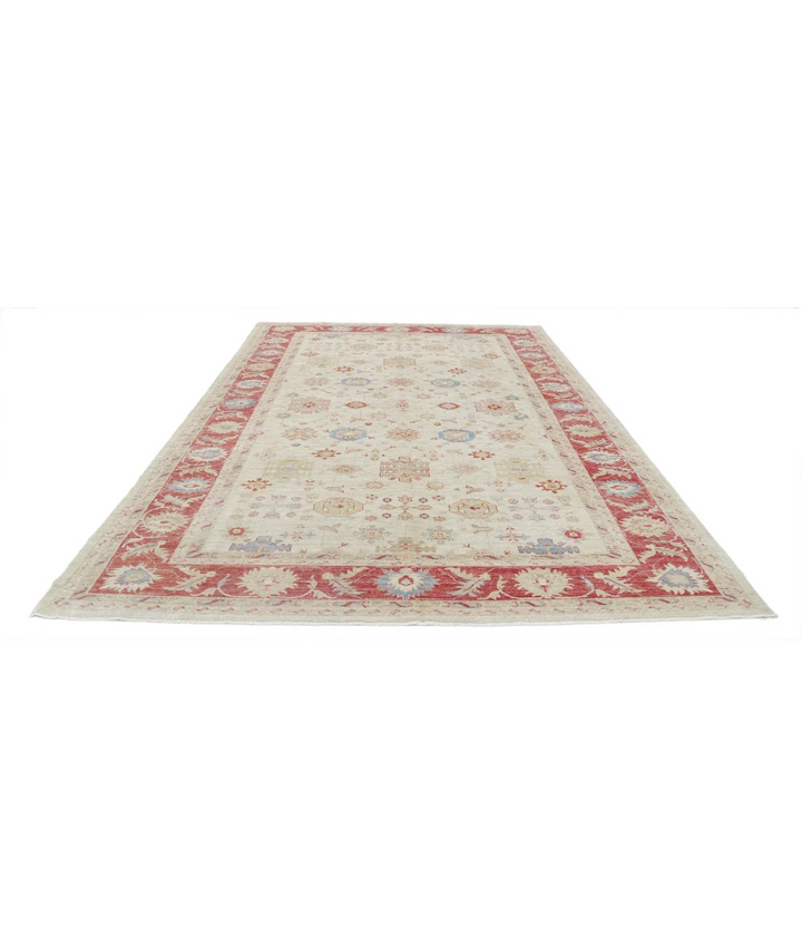 Ivory Afghan Ziegler Rug 8' 0" x 10' 10" Hand-Knotted close-up