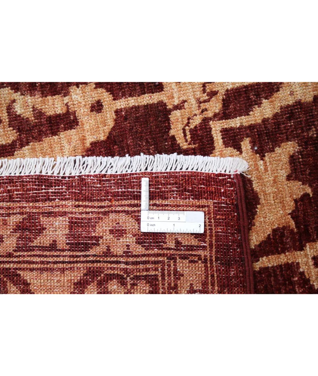 Red Afghan Ziegler Rug 9' 1" x 11' 8" Hand-Knotted detail