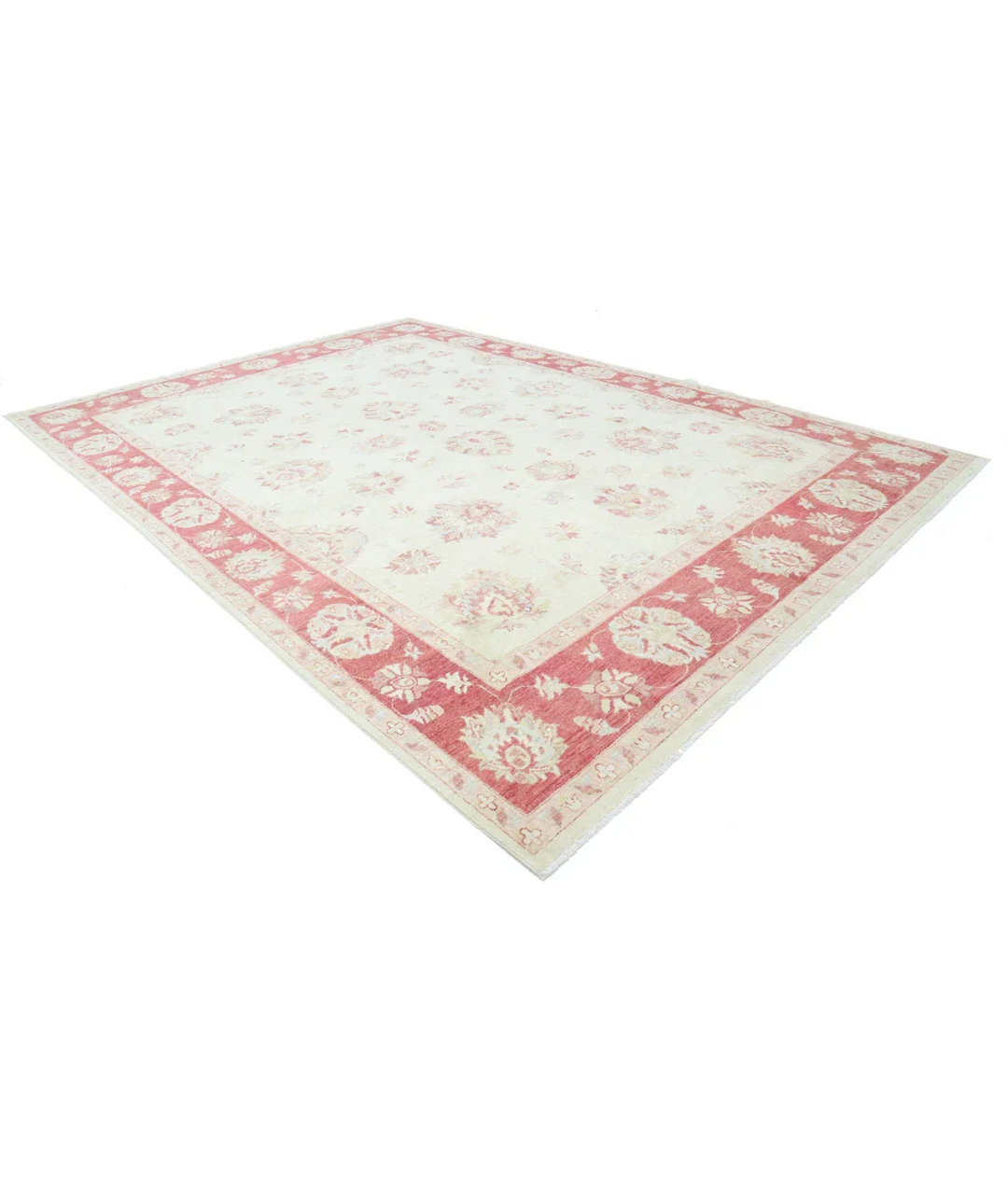 Ivory Afghan Ziegler Rug 9' 10" x 14' 0" Hand-Knotted border