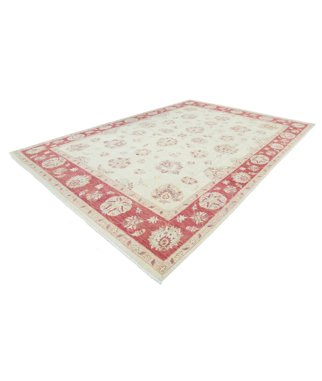 Ivory Afghan Ziegler Rug 9' 10" x 14' 0" Hand-Knotted pattern