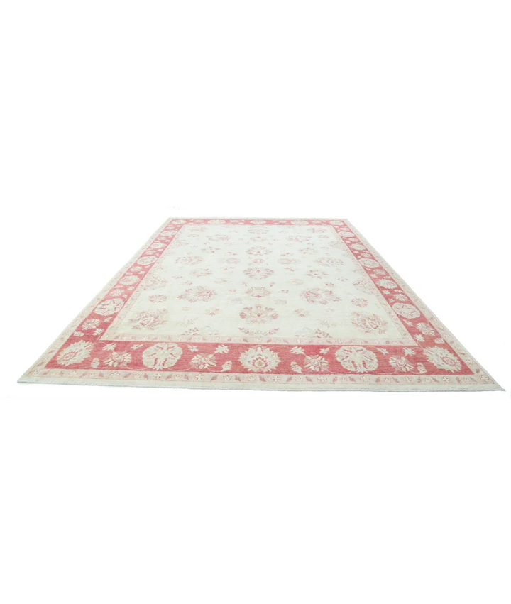 Ivory Afghan Ziegler Rug 9' 10" x 14' 0" Hand-Knotted close-up