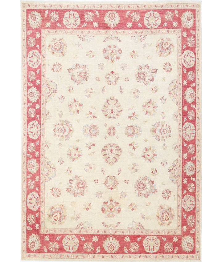 Ivory Afghan Ziegler Rug 9' 10" x 14' 0" Hand-Knotted
