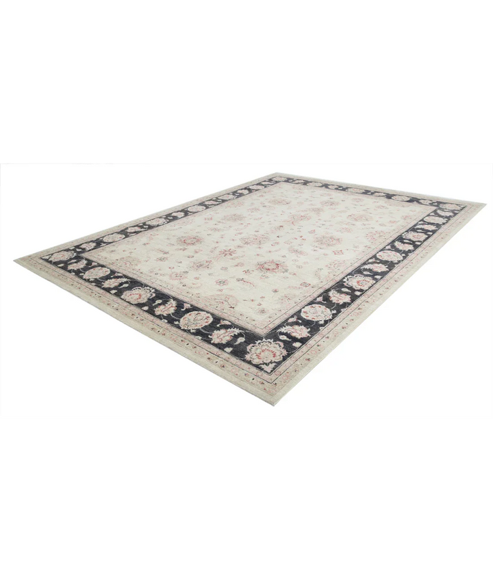 Ivory Afghan Ziegler Rug 8' 10" x 12' 0" Hand-Knotted pattern