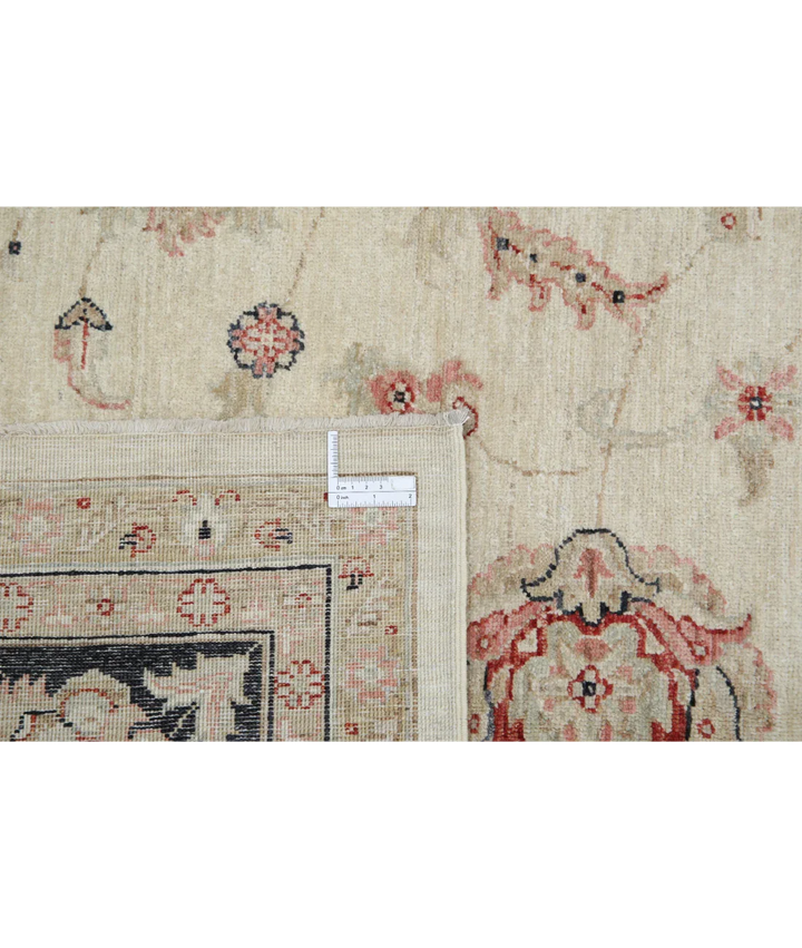 Ivory Afghan Ziegler Rug 8' 10" x 12' 0" Hand-Knotted detail
