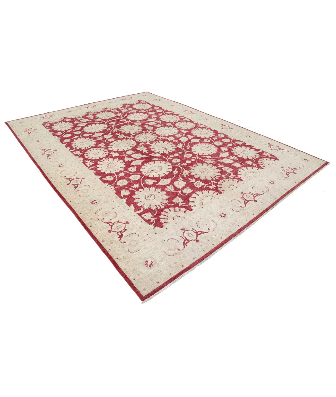 Ivory Afghan Ziegler Rug 9' 0" x 11' 11" Hand-Knotted field