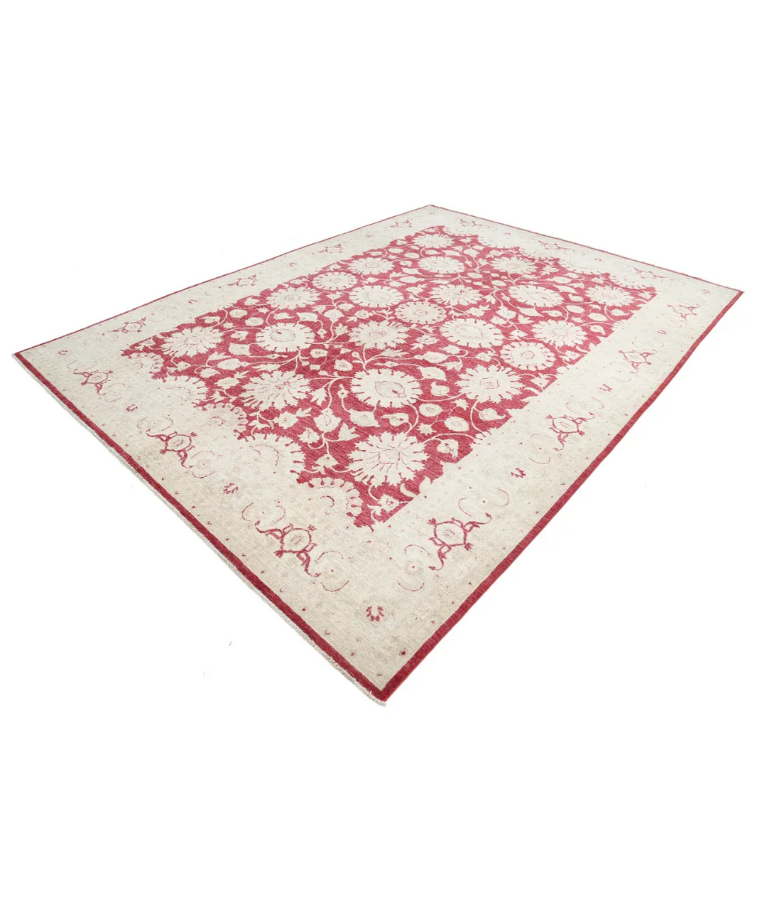 Ivory Afghan Ziegler Rug 9' 0" x 11' 11" Hand-Knotted border